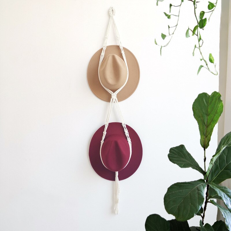 Macrame Multilayer Boho Cotton Hanging Hat Organizer Display