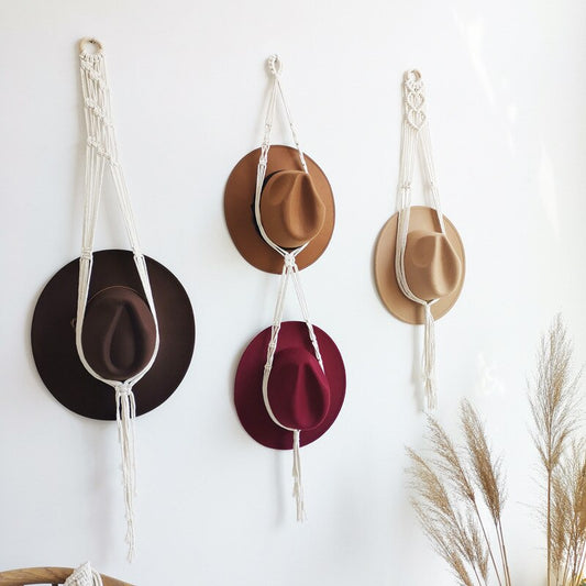 Macrame Multilayer Boho Cotton Hanging Hat Organizer Display